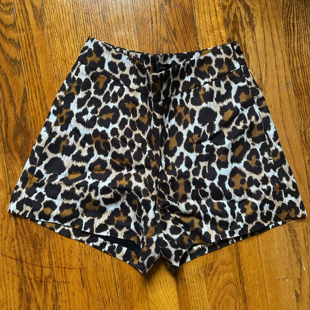 J.Crew leopard print trouser shorts linen blend
